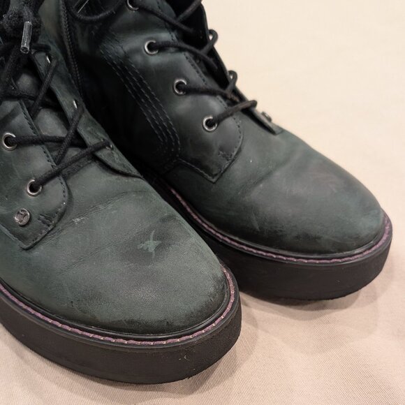 Franco Sarto Jensine Lace-Up Boot English Green Black Lug Sole - Women's sz 7 - Picture 5 of 12